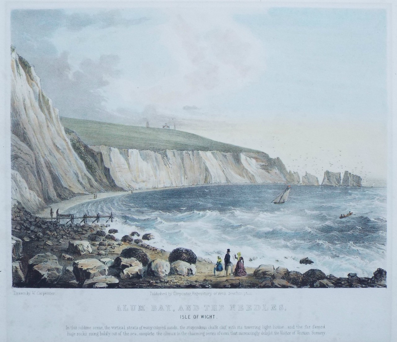 Lithograph - Alum Bay, and the Needles, Isle of Wight.