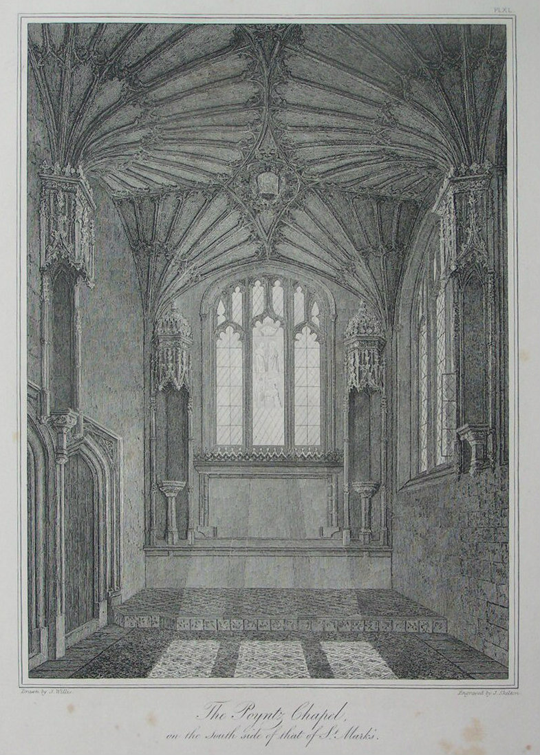 Etching - The Poyntz Chapel, on the South side of that of St. Mark's. - Skelton