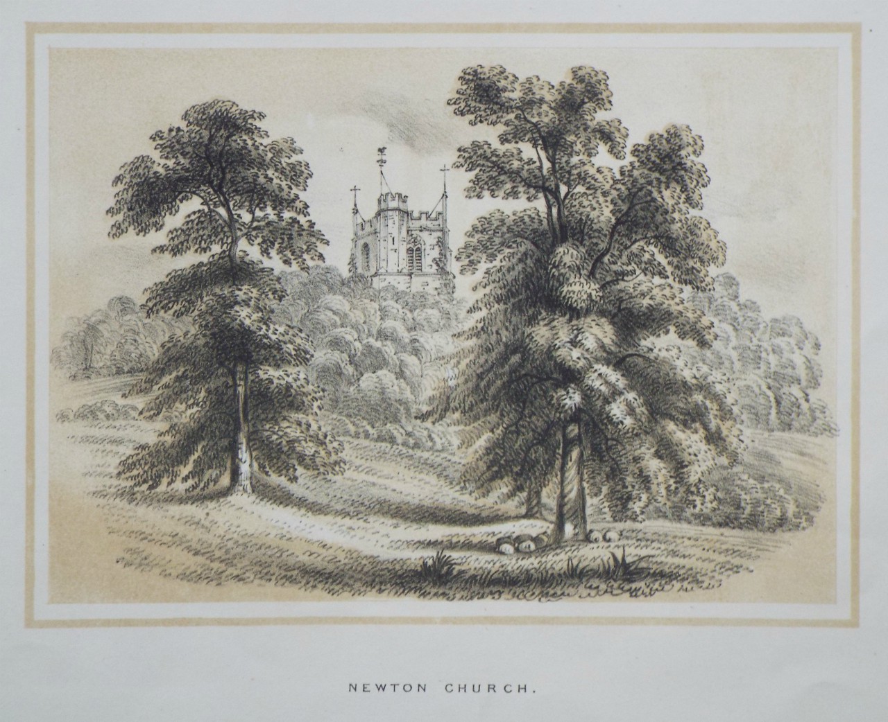 Lithograph - Newton Church.