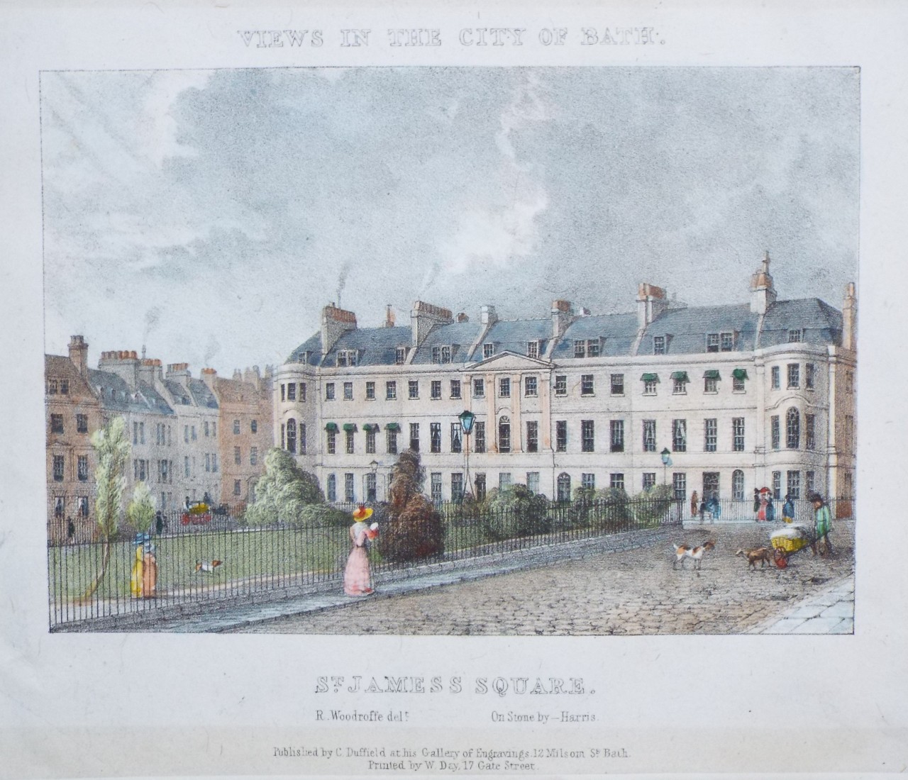 Lithograph - Views in the City of Bath. St. James's Square. - 