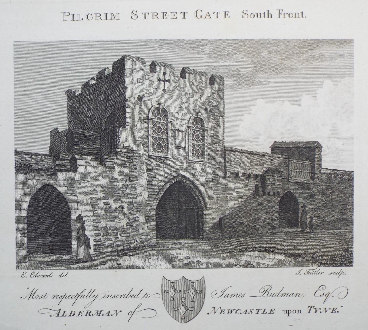 Print - Pilgrim Street Gate South Front - Fittler