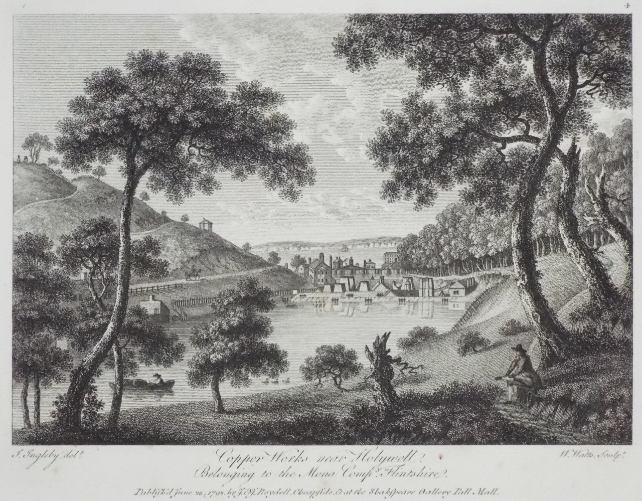 Print - Copper Works near Holywell. Belonging to the Mona Compy. Flintshire. - Watts