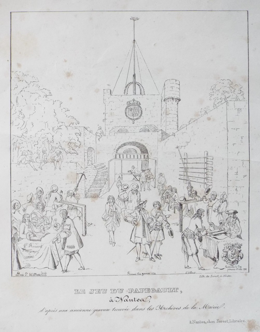 Lithograph - Le Jeu du Papegault, a Nantes.