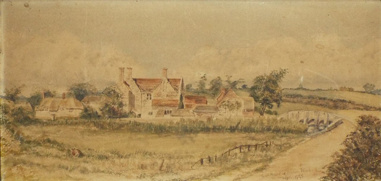 Watercolour - Farm House & Bridge, Wool. Sept. 1882