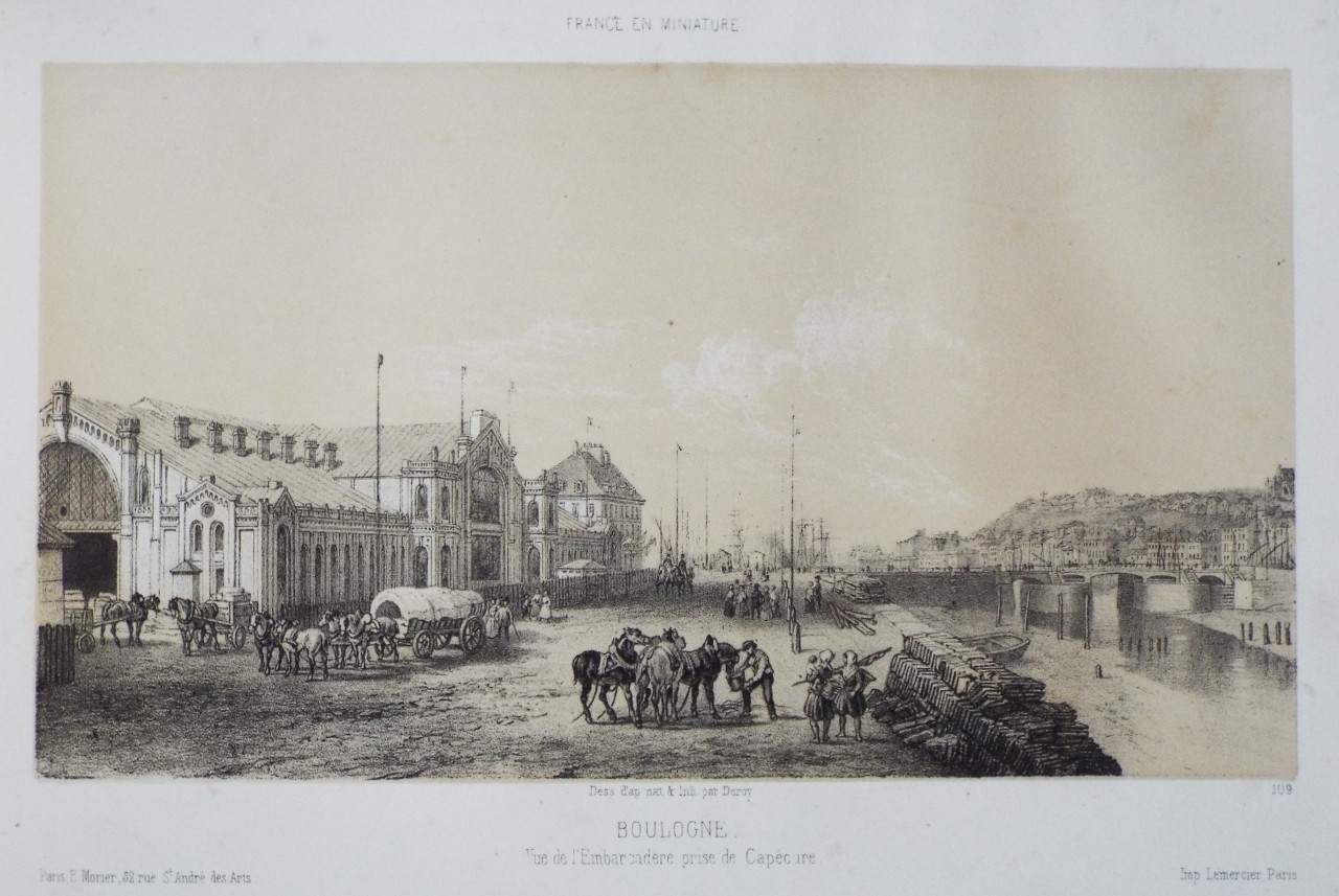 Lithograph - Boulogne Vue de l'Embarcadere pris de Capecure. - 