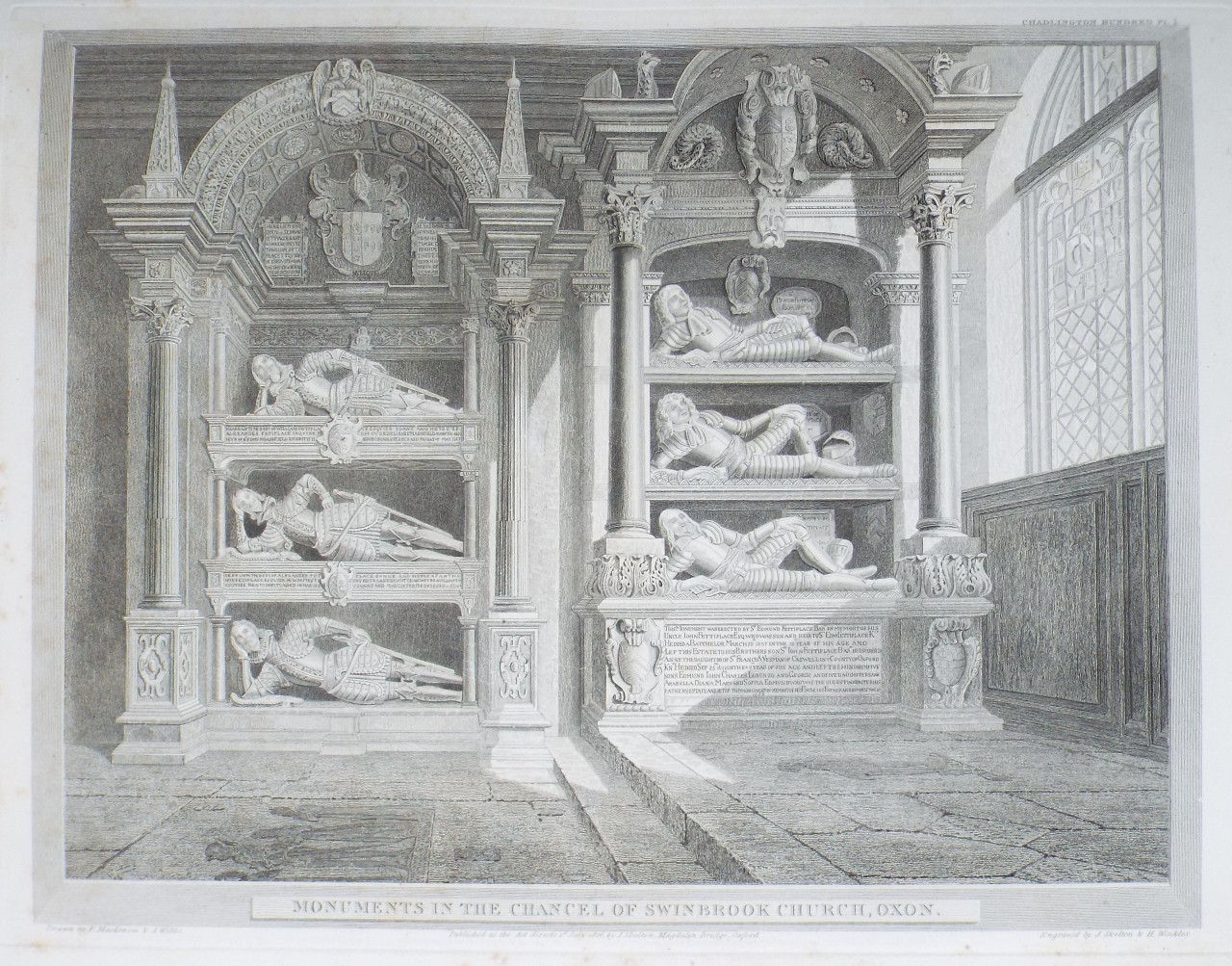 Print - Monuments in the Chancel of Swinbrook Church, Oxon. - Skelton