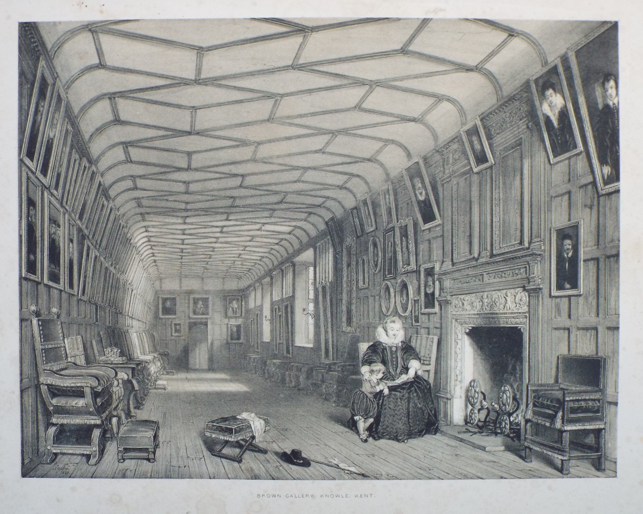 Lithograph - Brown Gallery, Knowle, Kent - Nash