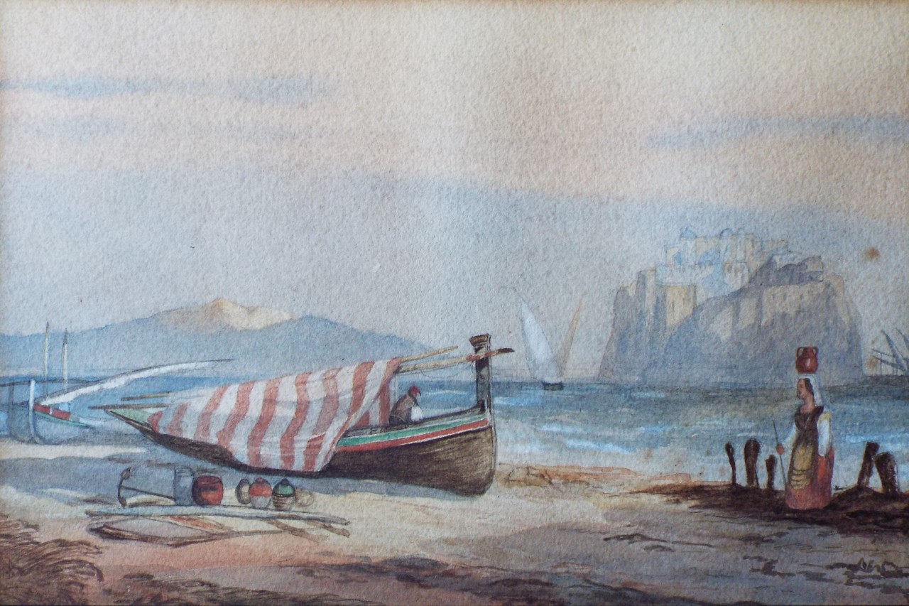 Watercolour - Beached sailing boat