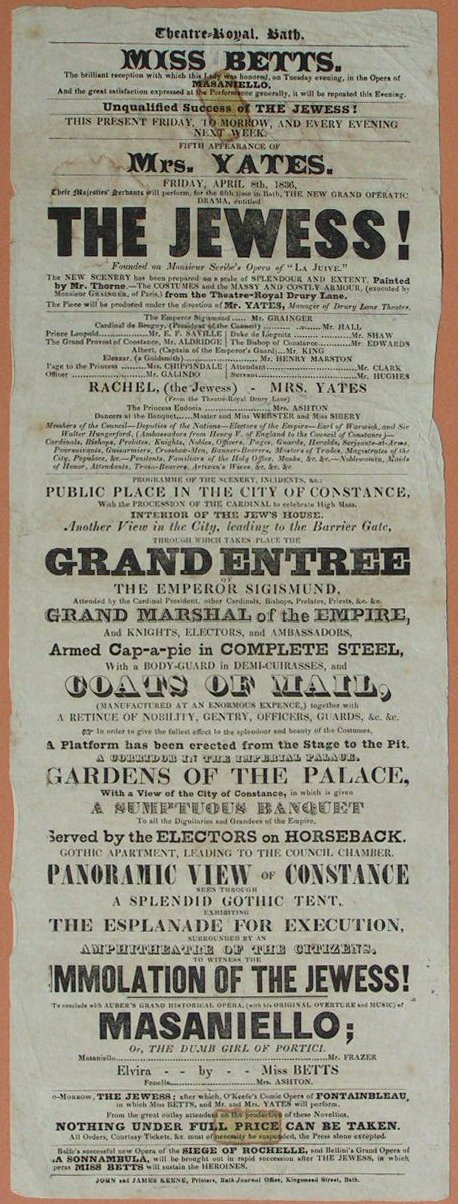 Letterpress - Theatre Royal poster: The Jewess etc etc