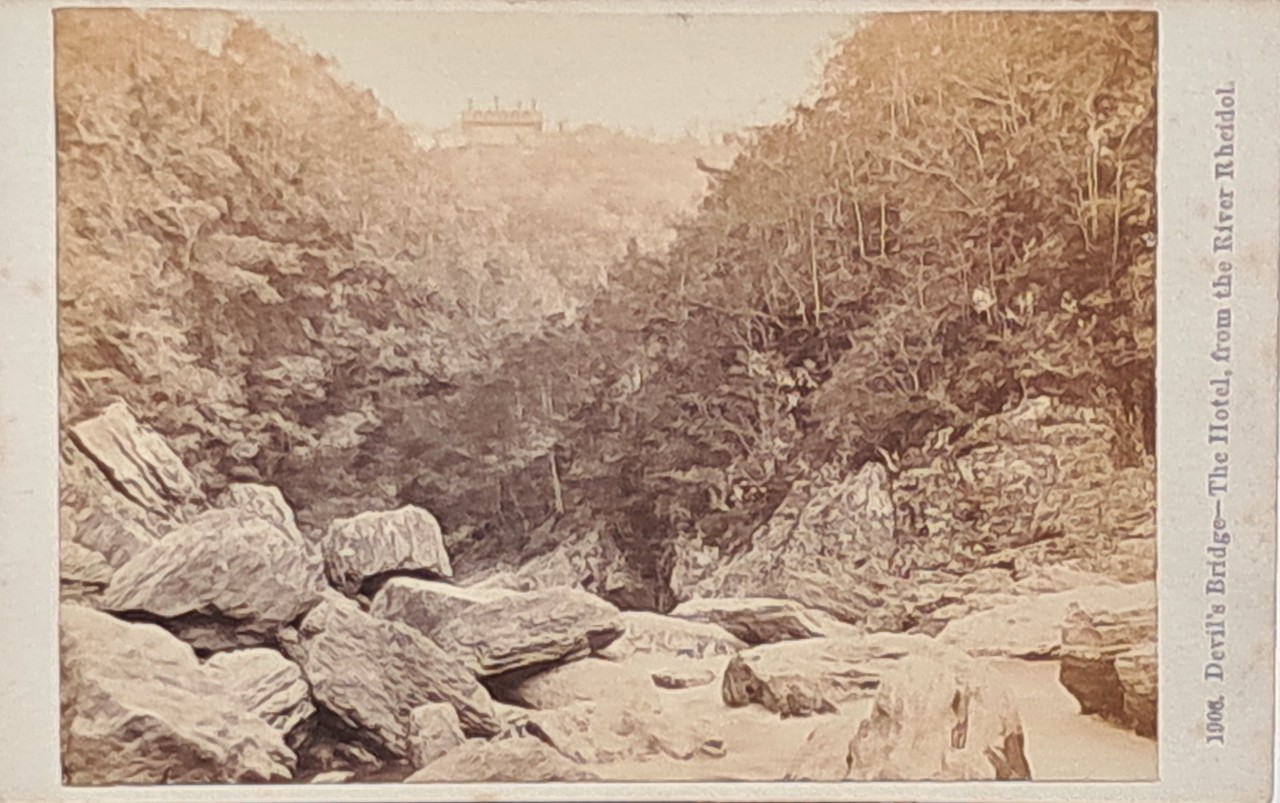 Photograph - Devil's Bridge - The Hotel, from the River Rheidel.