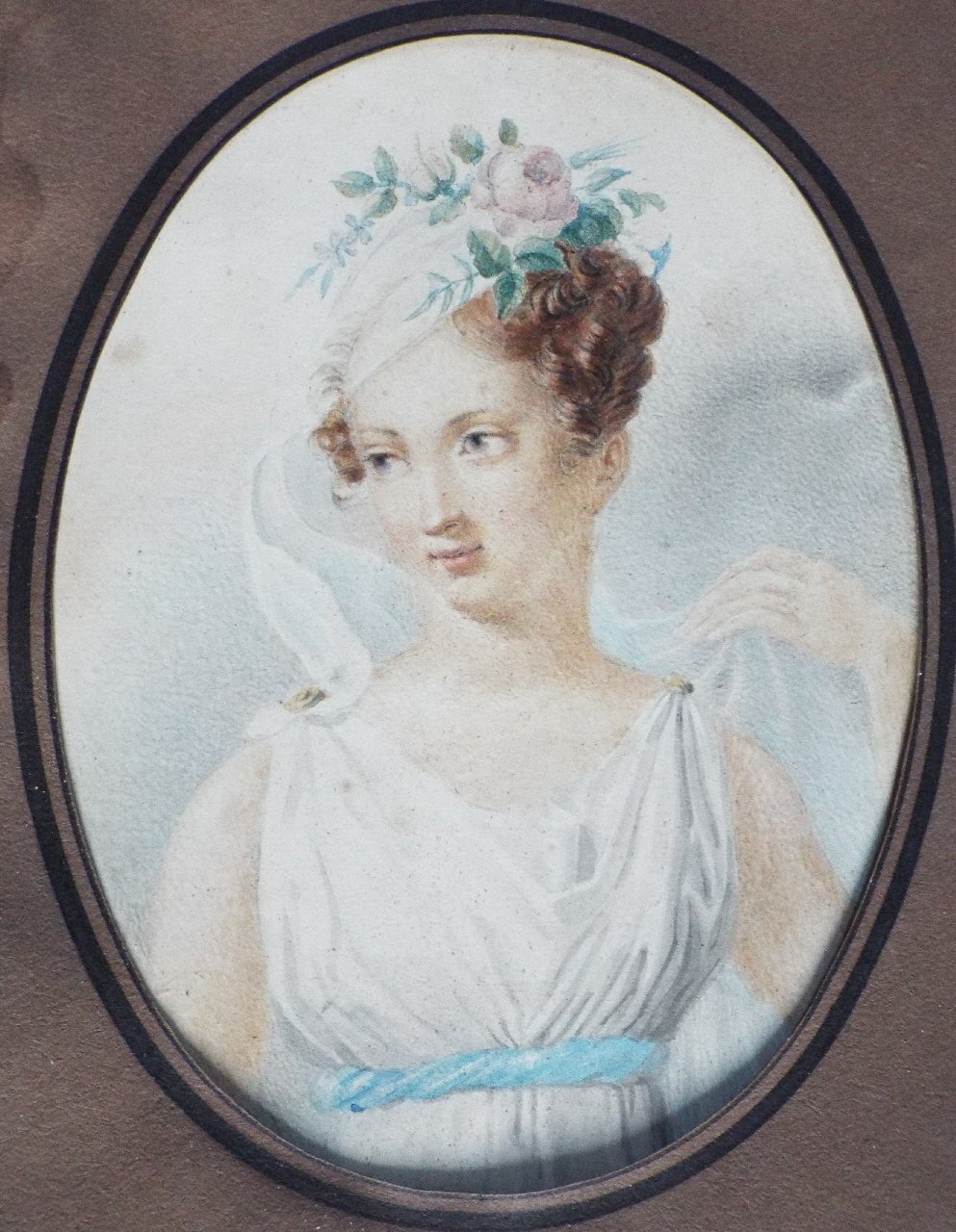 Watercolour - Regency period portrait of a young woman