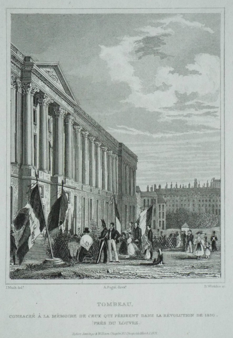 Print - Tombeau. Consacre a la Memoire de ceux qui perirent dans la Revolution de 1830 (Pres du Louvre) - Winckles