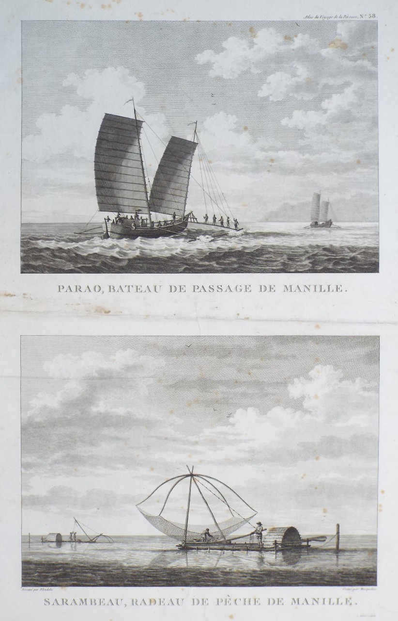 Print - Parao, Bateau de Passage de Manille.
Sarambeau, Radeau de Peche de Manille. - 