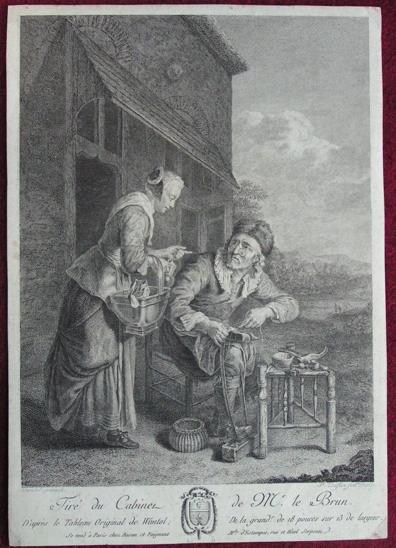 Print - Tire du Cabinet de Mr le Brun. D'Apres le Tableau Original de Wantol... - Duflos