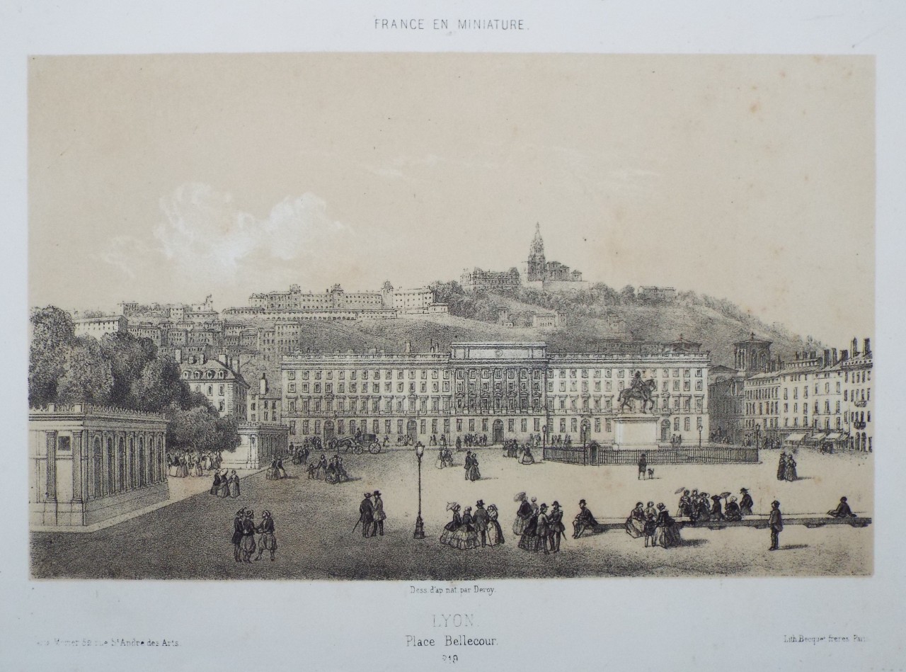 Lithograph - Lyon. Place Bellecour. - 