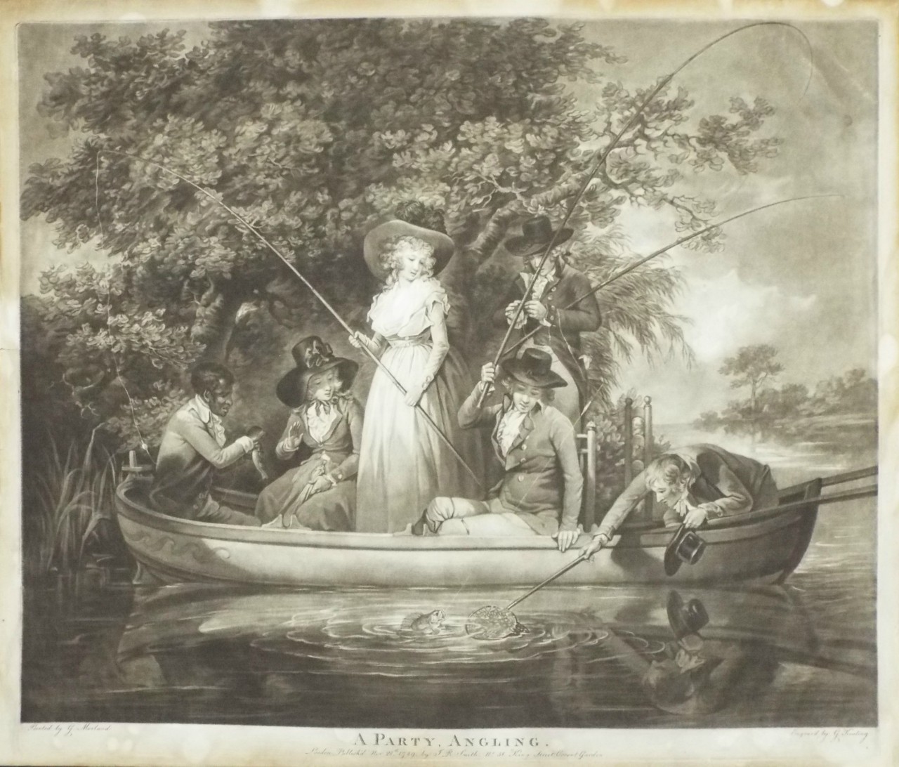Mezzotint - A Party Angling. - Keating