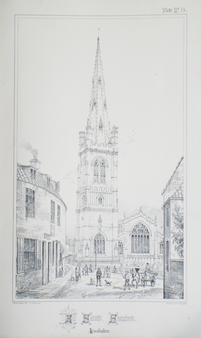 Lithograph - All Saints, Stamford, Lincolnshire.