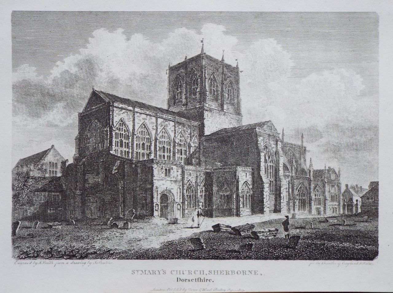 Print - St. Mary's Church, Sherborn, Dorsetshire. - Smith
