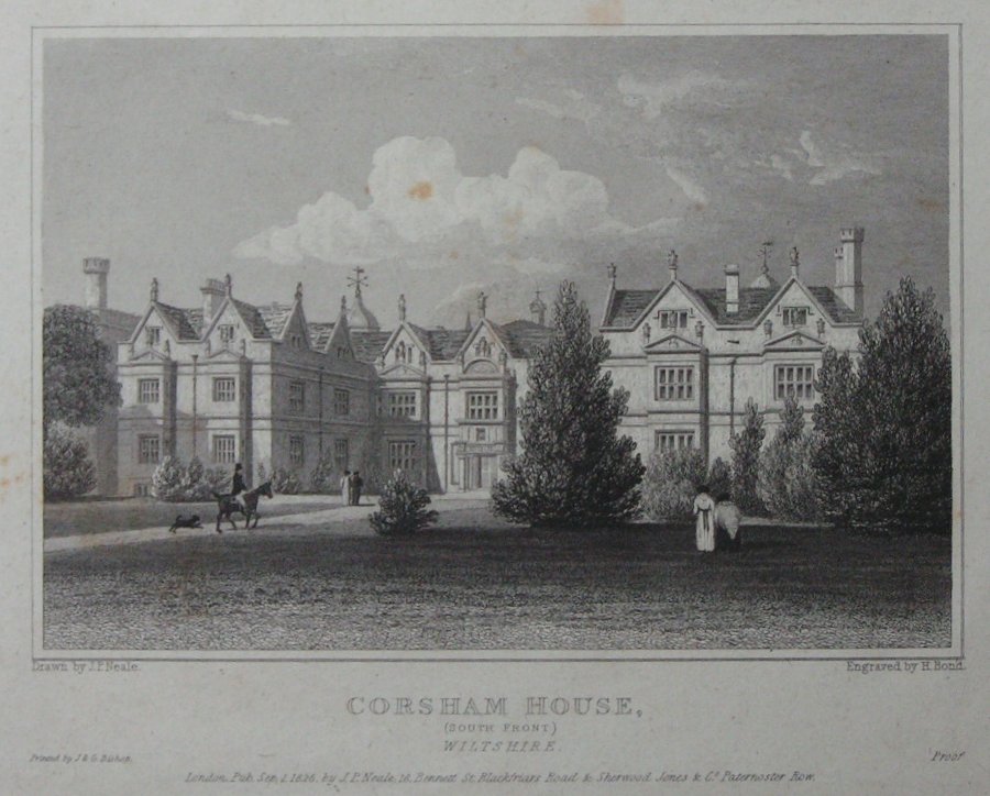 Print - Corsham House (South Front,) Wiltshire. - Barber