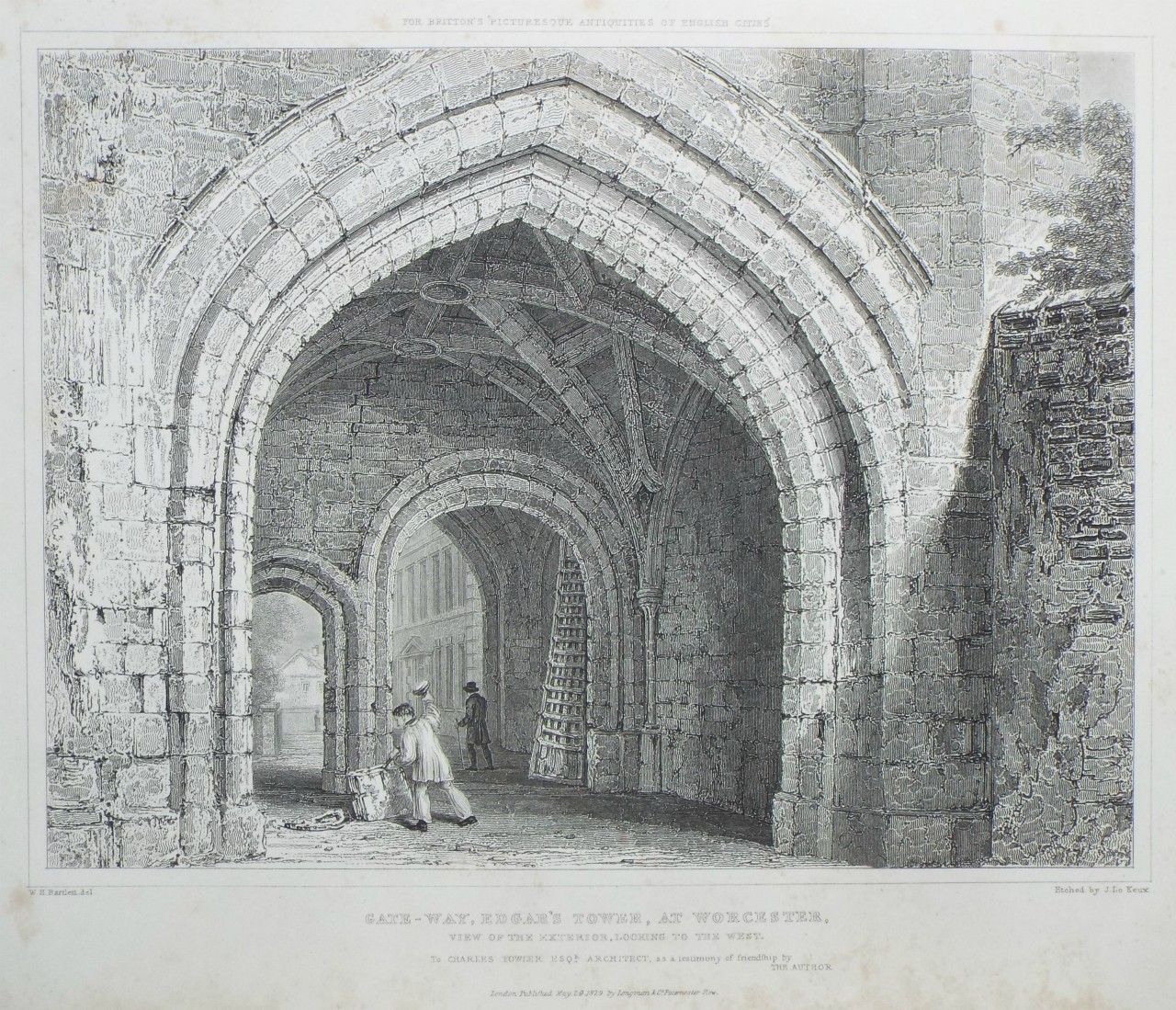 Print - Gate-way, Edgar's Tower, at Worcester. - Le