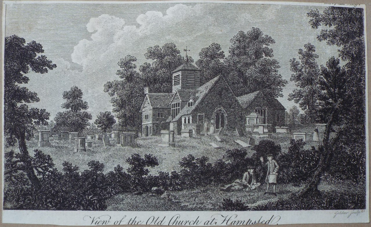 Print - View of the Old Church at Mampstead. - 