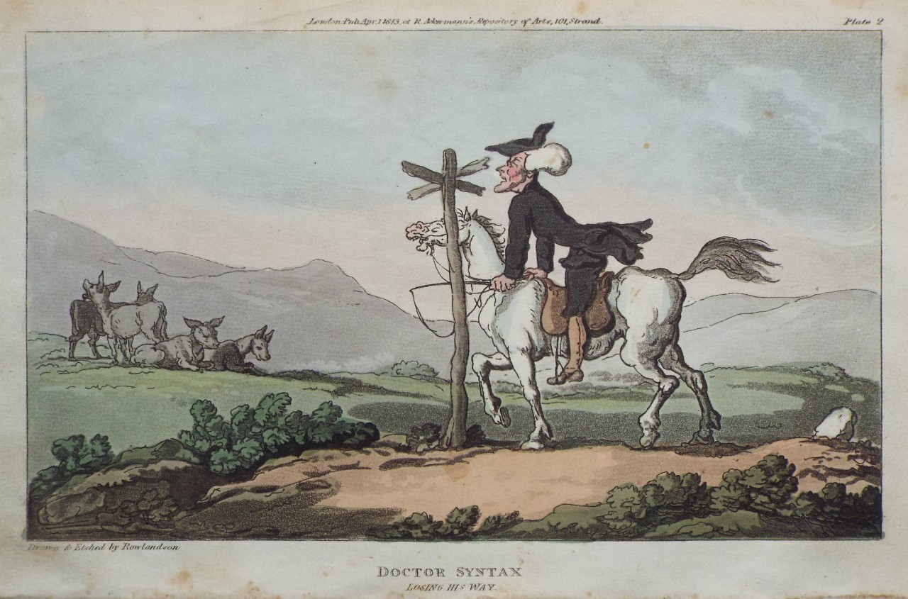 Aquatint - Doctor Syntax Losing His Way  - Rowlandson