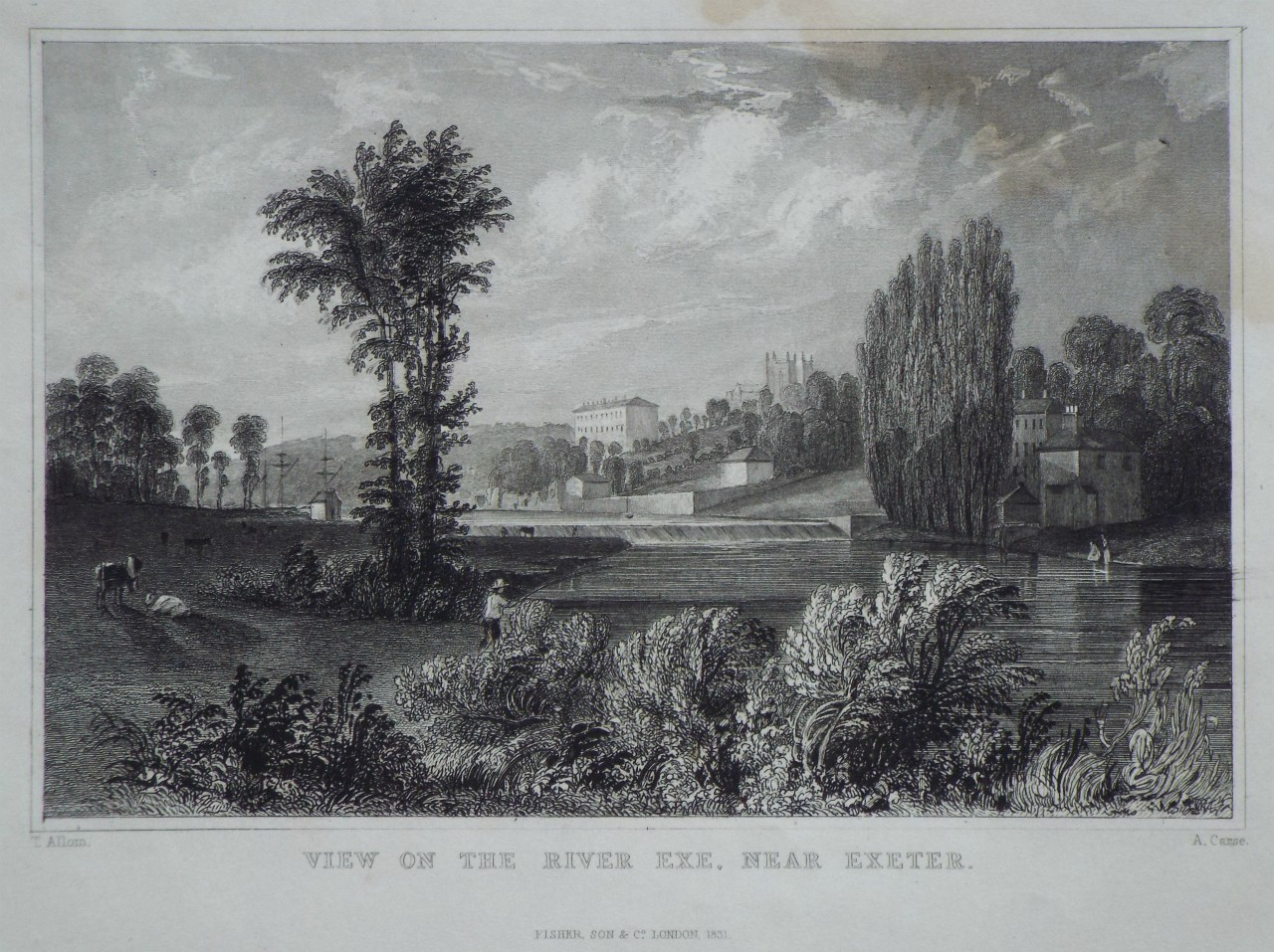 Print - View on the River Exe, near Exeter. - Cause