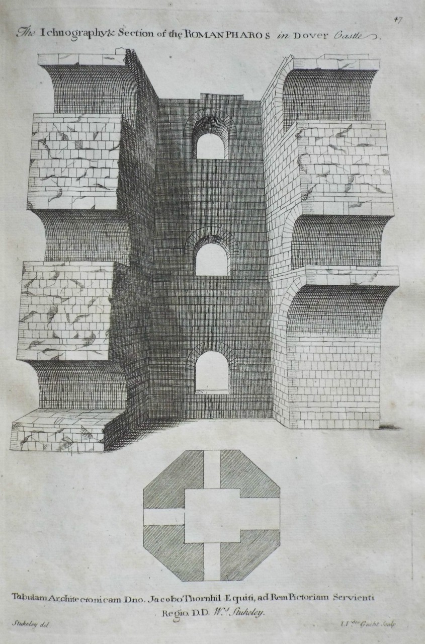 Print - The Ichnography & Section of the Roman Pharos in Dover Castle. - Van