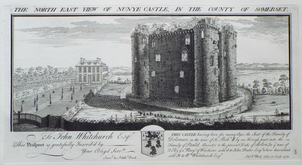 Print - The North East View of Nunye Castle, in the County of Castle. - Buck