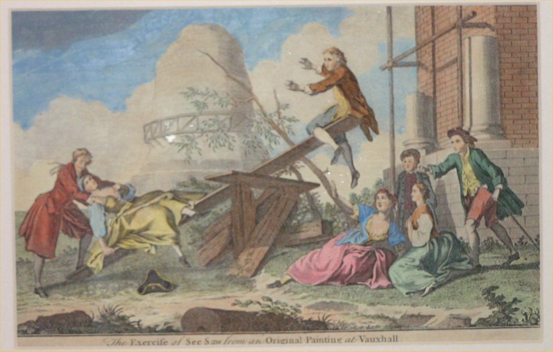 Lithograph - The Excercise of a See-Saw from an Original Painting at Vauxhall