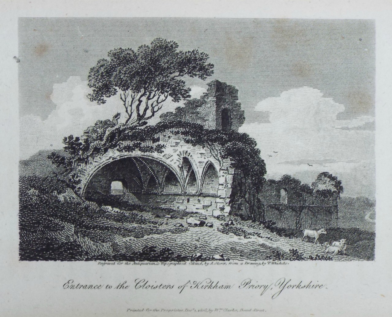 Print - Entrance to the Cloisters of Kirkham Priory, Yorkshire. - Storer