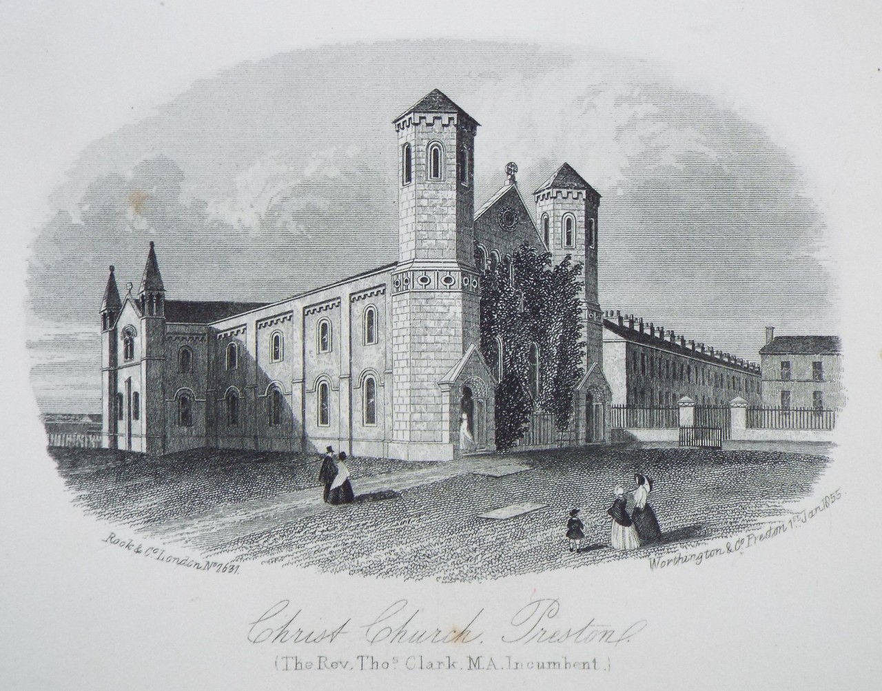 Steel Vignette - Christ Church, Preston. (The Rev. Thos. Clark M.A. Incumbent.) - Rock