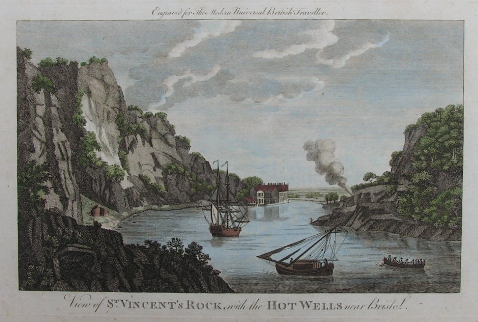 Print - View of St.Vincent's Rock, with the Hot Wells near Bristol.