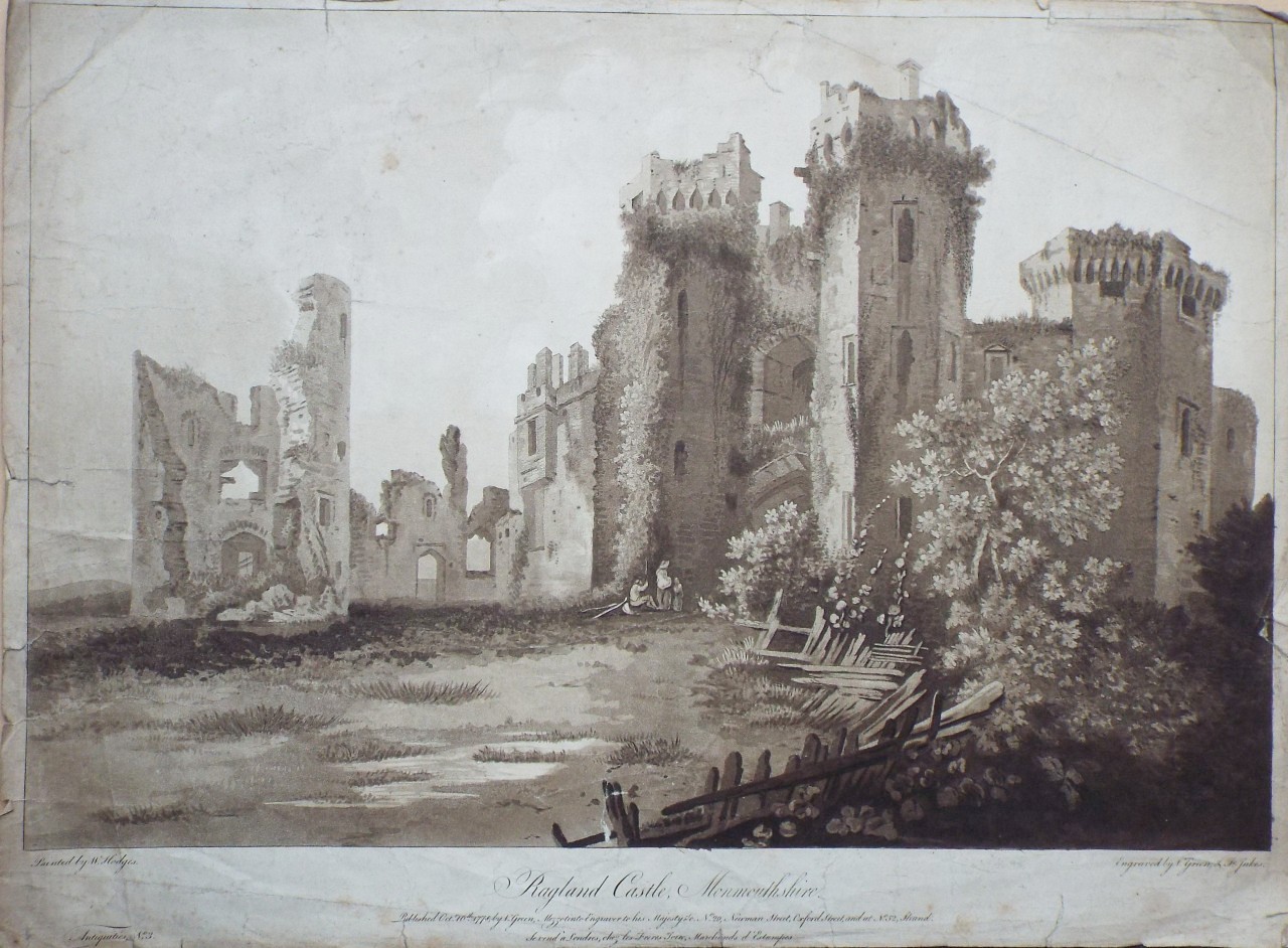 Aquatint - Ragland Castle, Monmouthshire. - Green