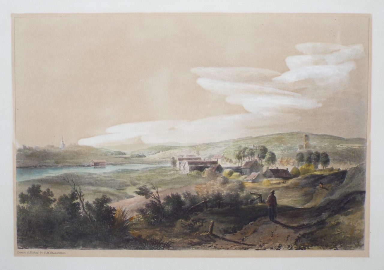 Aquatint - The Village of Newburn. - Sutherland