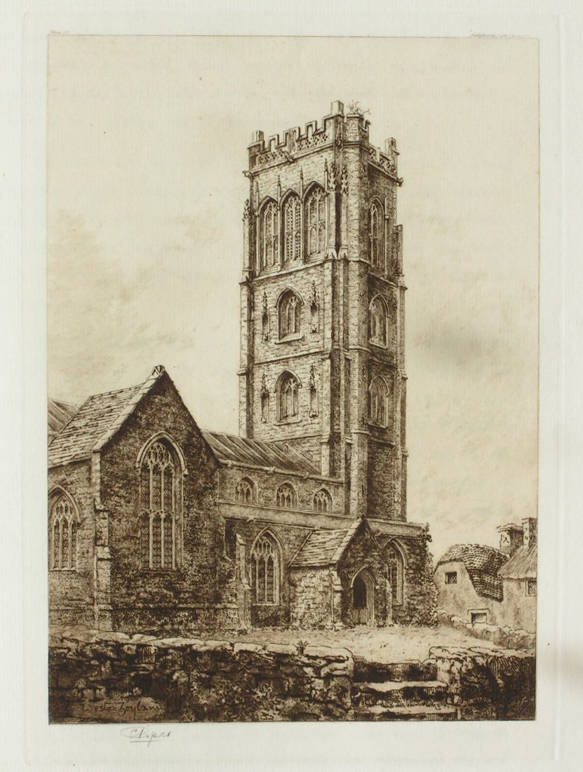 Etching - St. Mary's, Westonzoyland - Piper