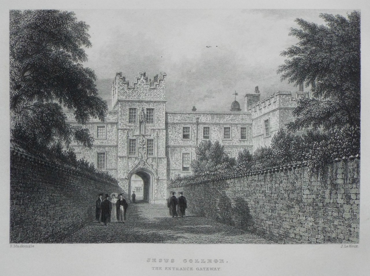 Print - Jesus College. The Entrance Gateway. - Le