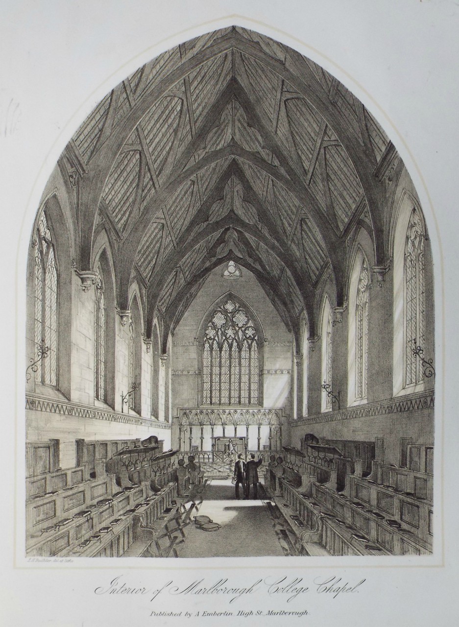 Lithograph - Interior of Marlborough College Chapel - Buckler