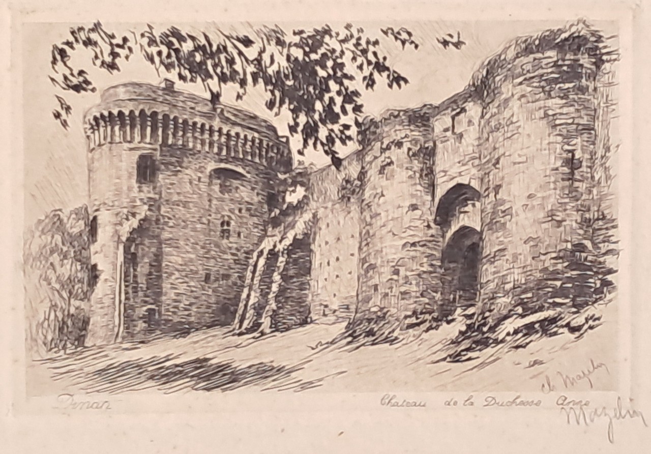 Etching - Dinan Chateau de la Duchesse Anne - Mazelin