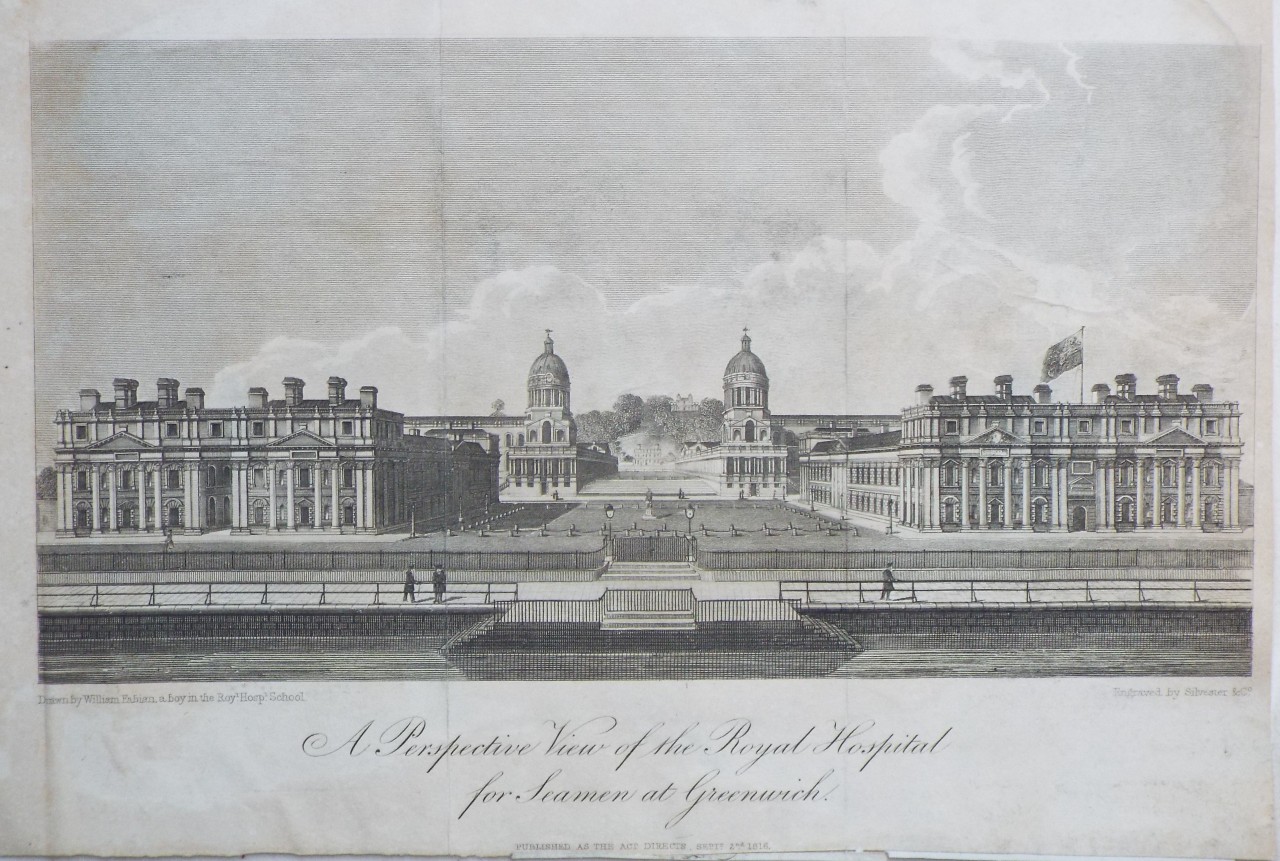 Print - A Perspective View of the Royal Hospital for Seamen at Greenwich. - Silvester