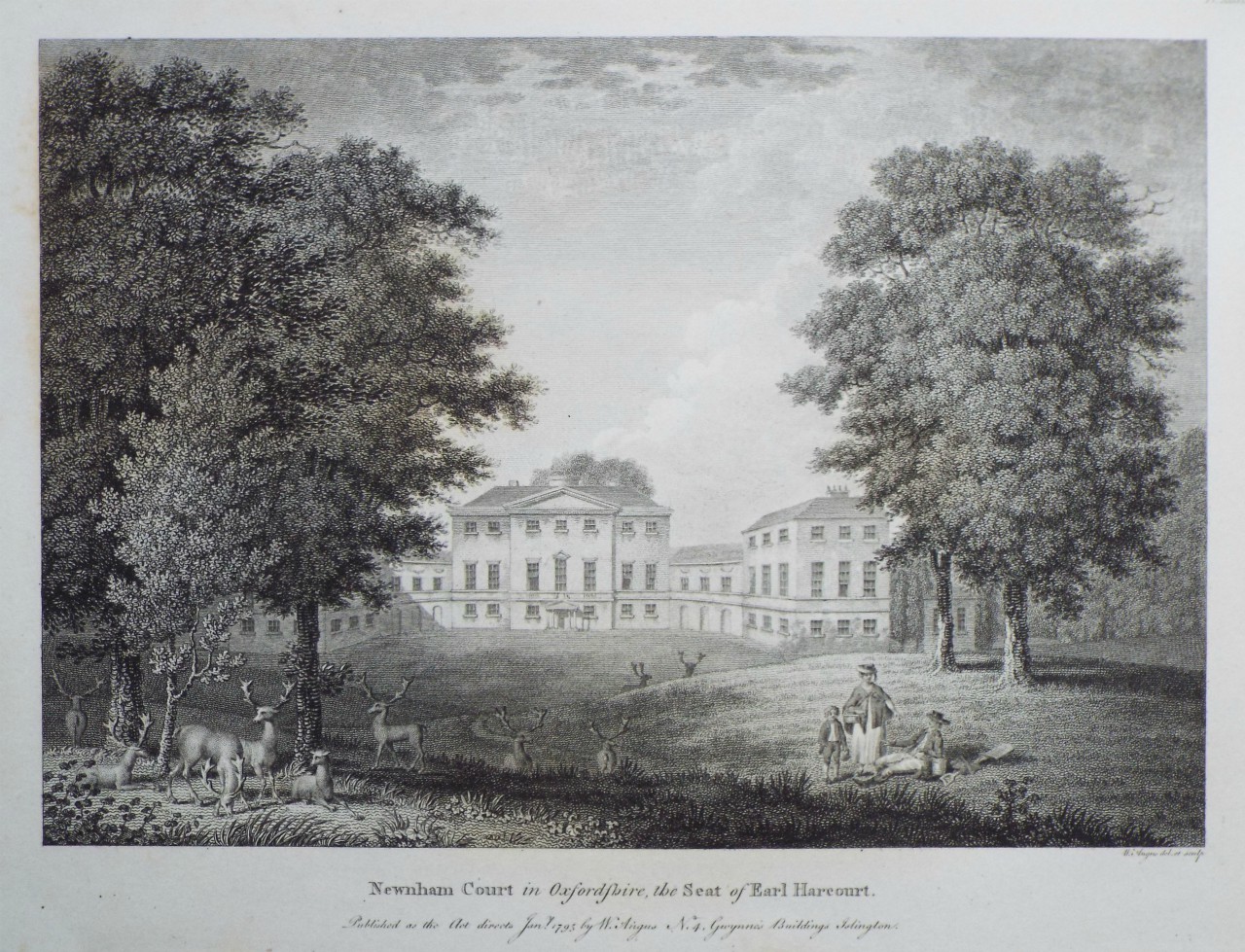 Print - Newnham Court in Oxfordshire, the Seat of Earl Harcourt. - Angus