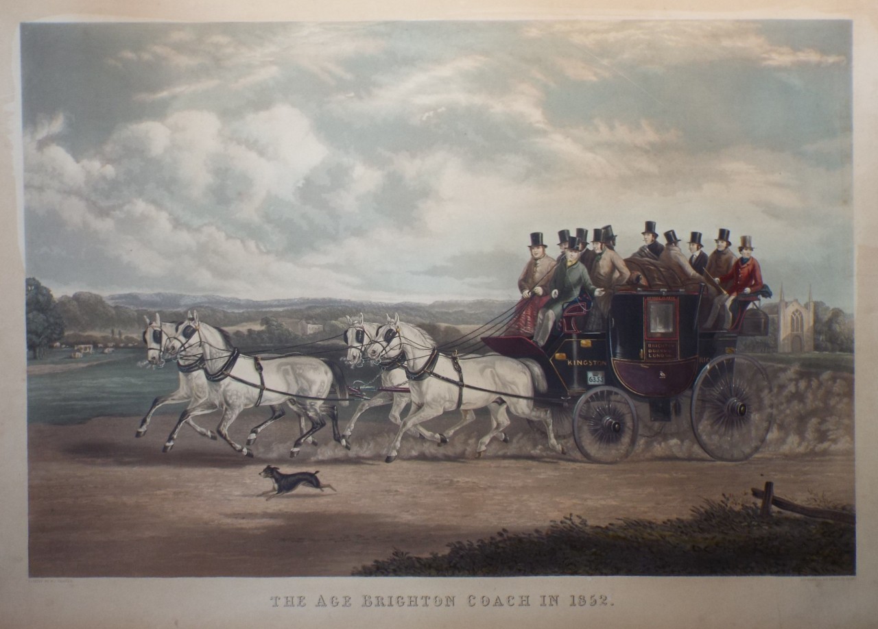 Aquatint - The Age Brighton Coach in 1852. - Hunt