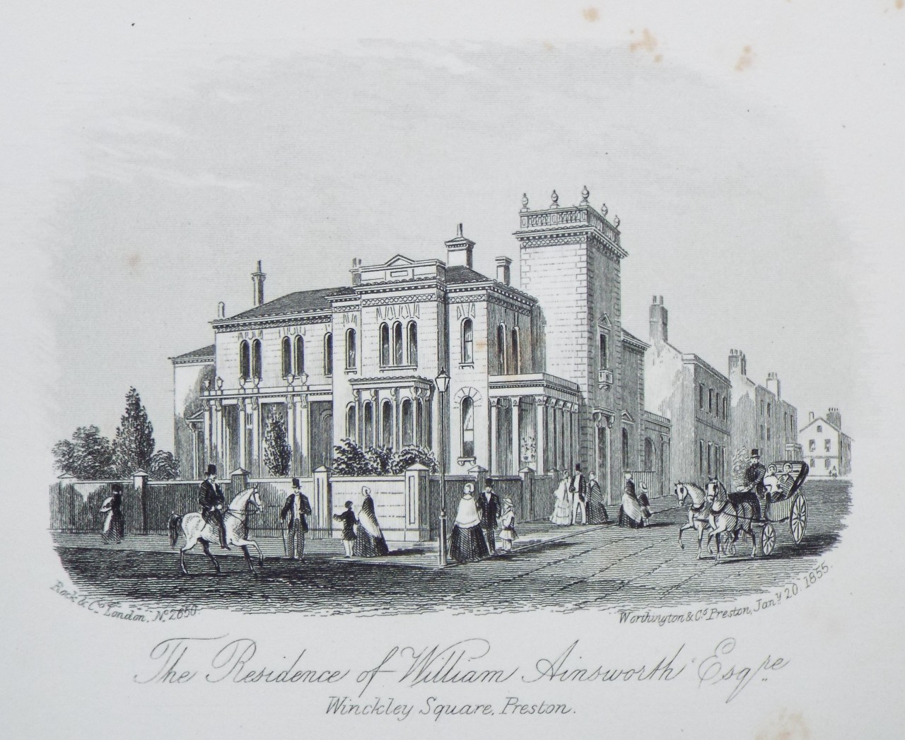 Steel Vignette - The Residence of William Ainsworth Esqre. Winckley Square, Preston. - Rock
