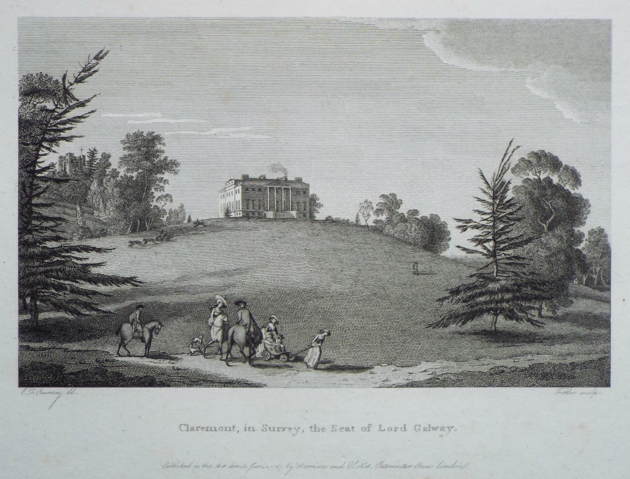 Print - Claremont, in Surrey, the Seat of Lord Galway. - 