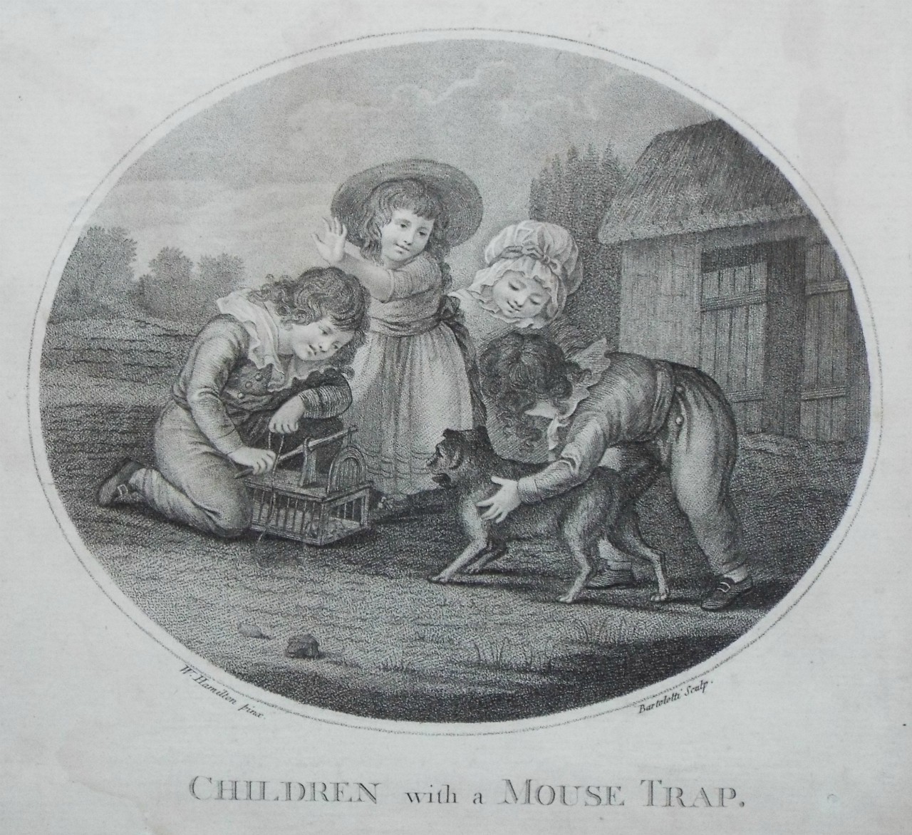 Stipple - Children with a Mouse Trap. - Bartolozzi