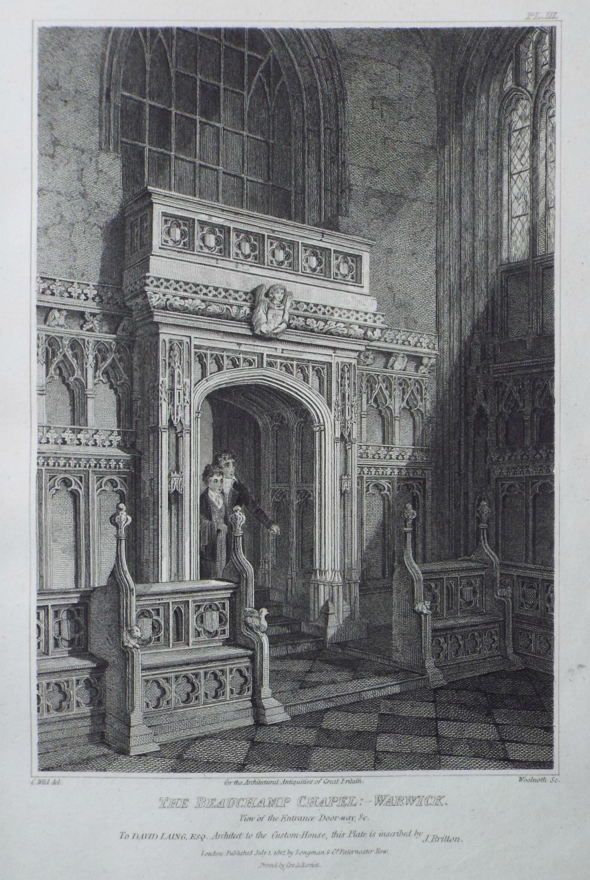 Print - The Beauchamp Chapel: - Warwick. View of Entrance Doorway, &c. - 