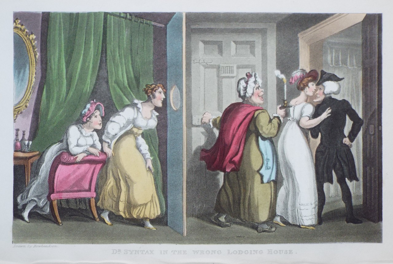 Aquatint - Dr. Syntax in the Wrong Lodging House. - Rowlandson