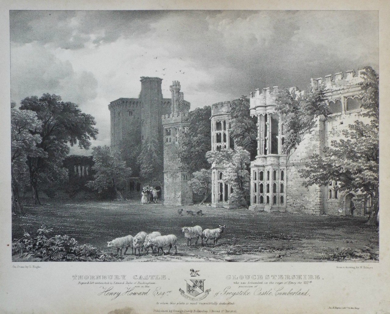 Lithograph - Thornbury Castle, Gloucestershire. Begun & left unfinished by Edward Duke of Buckingham, who was beheaded in the reign of Henry the VIII th. now in the possesion of Henry Howard Esqre. of Greystoke Castle, Cumberland. - Haghe