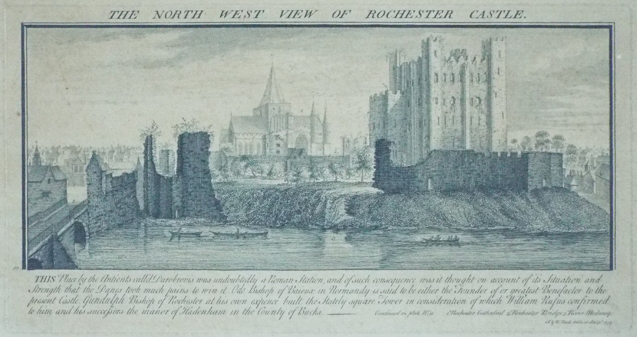 Print - The North West View of Rochester Castle. - Buck