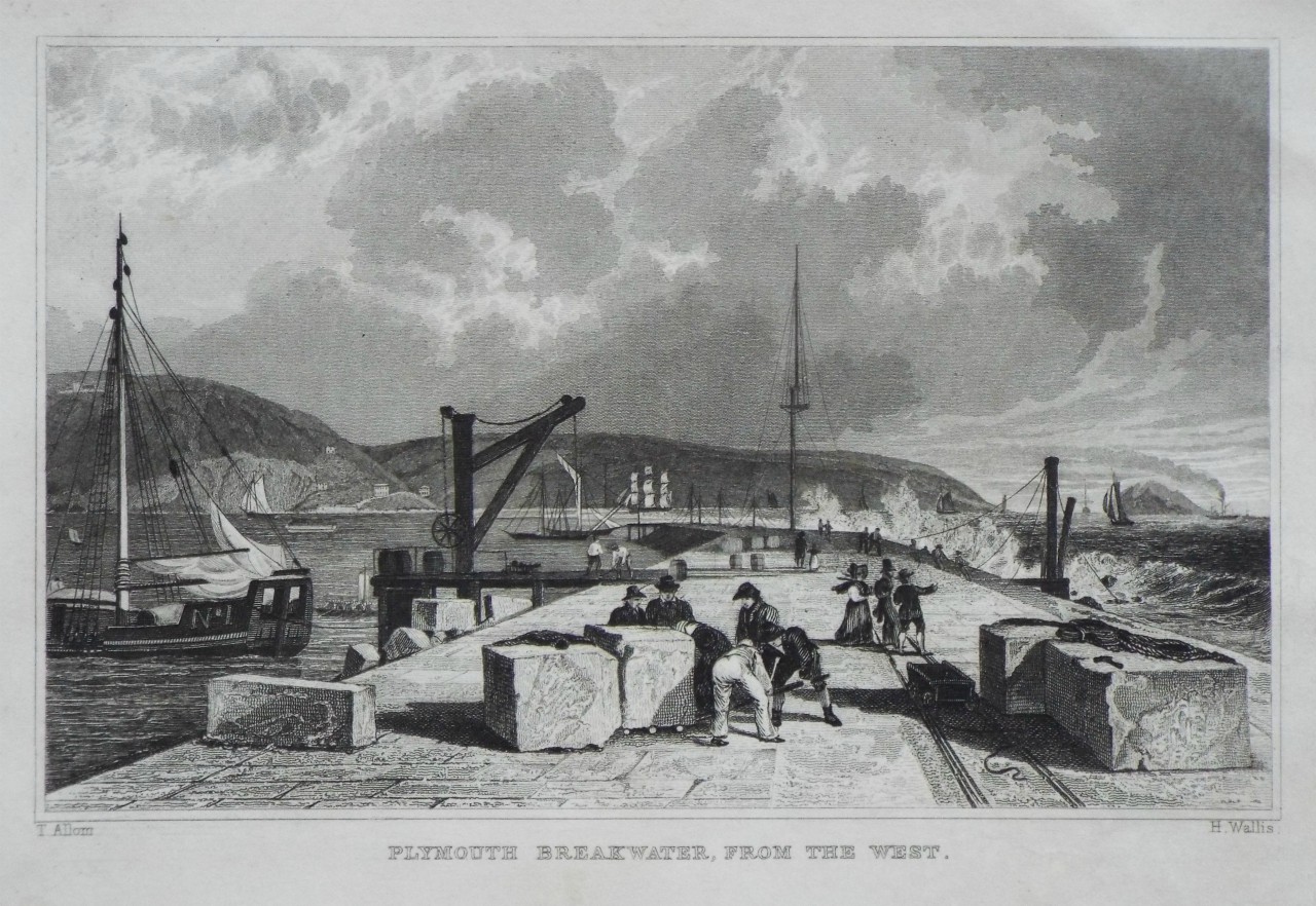 Print - Plymouth Breakwater, from the West. - Wallis